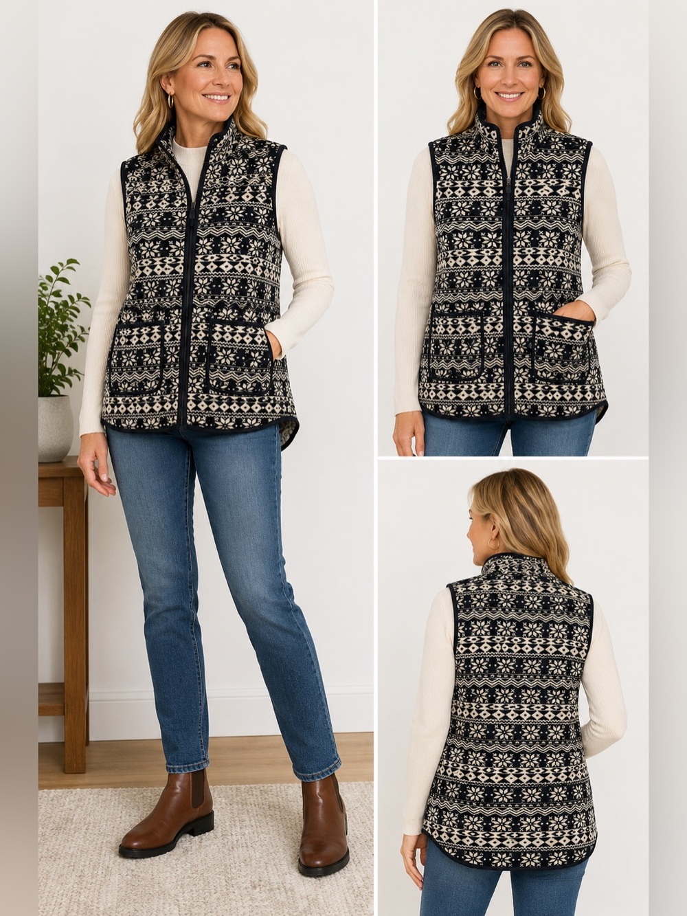 Vermont Country Store Nordic Fleece Vest – Women’s Plus Size 1X‎